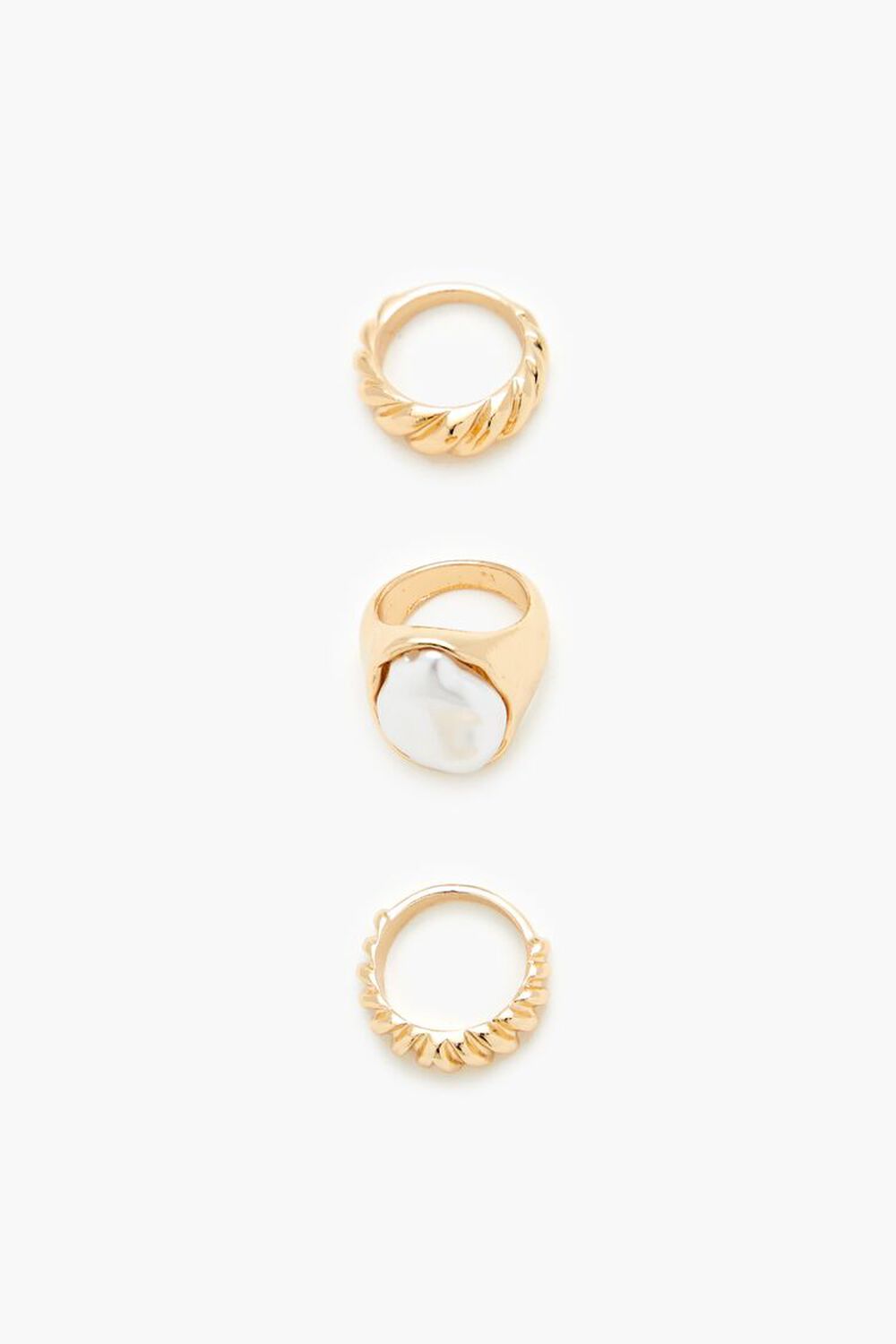 GOLD/CREAM Faux Pearl Cocktail Ring Set, image 1