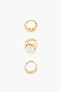 GOLD/CREAM Faux Pearl Cocktail Ring Set, image 1
