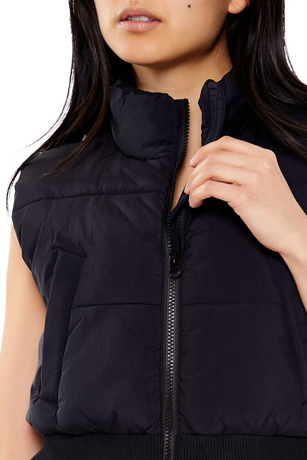 BLACK Quilted Cropped Vest, image 3