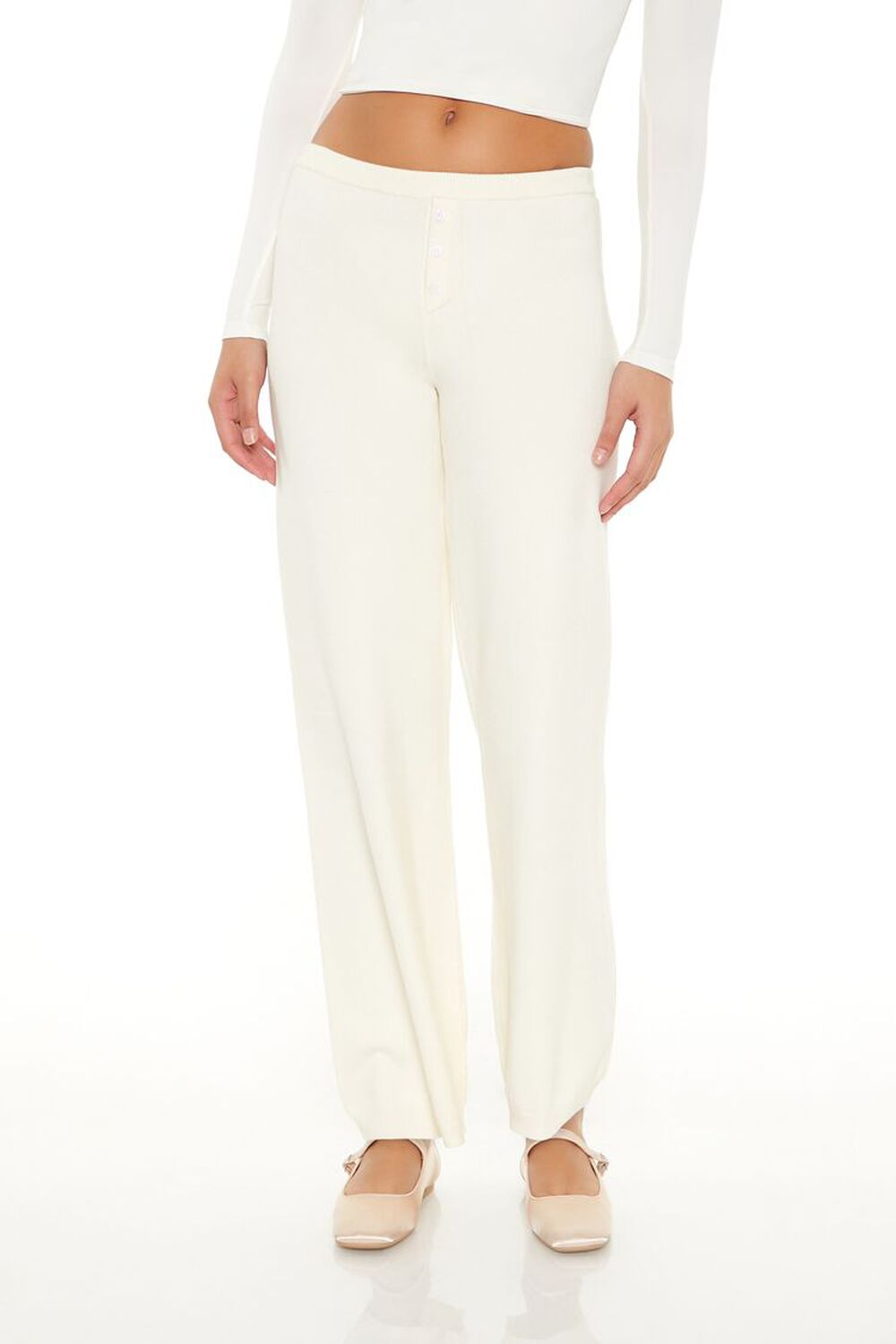 EGRET Sweater-Knit Straight-Leg Pants, image 2