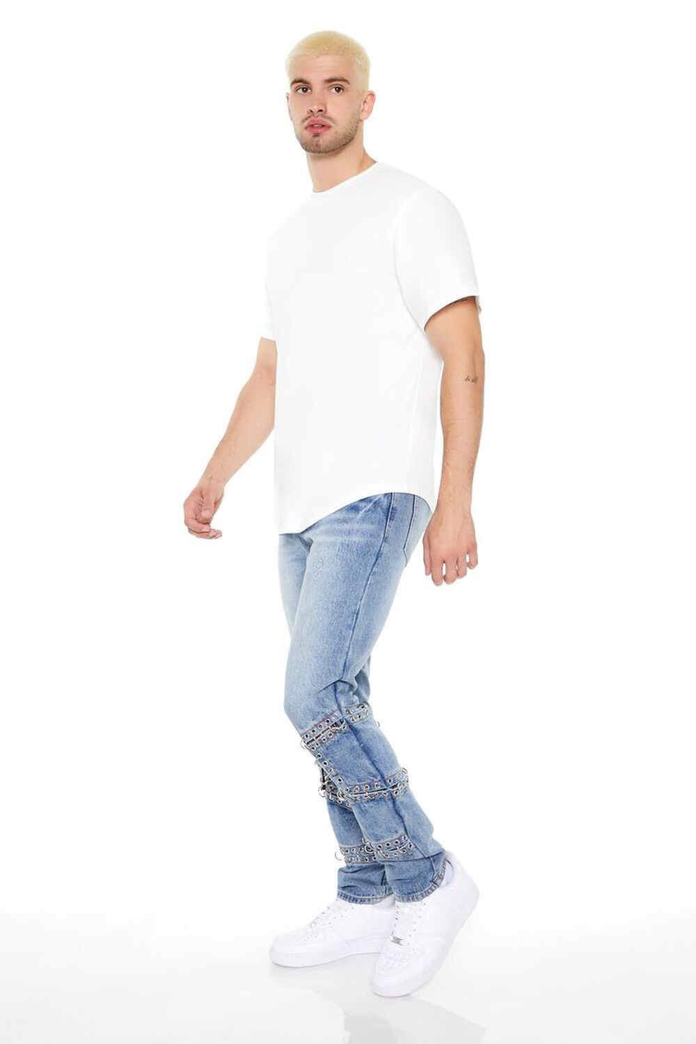 MEDIUM DENIM Grommet Cutout Slim-Fit Jeans, image 2