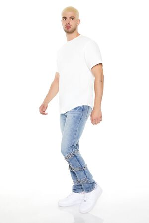 MEDIUM DENIM Grommet Cutout Slim-Fit Jeans, image 2