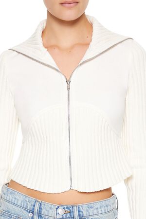 CREAM Cropped Zip-Up Sweater, image 3