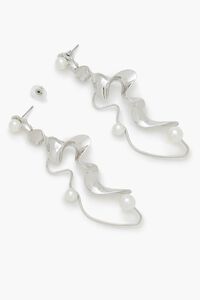 SILVER/CREAM Faux Pearl Abstract Drop Earrings, image 3