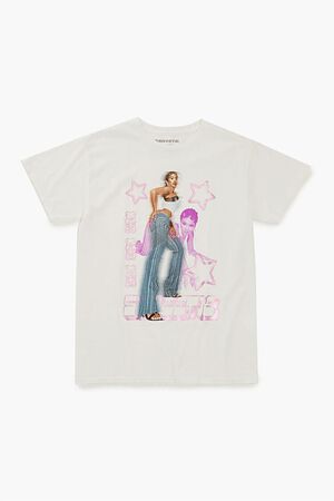 WHITE/MULTI Shimmer Foil Saweetie Graphic Tee, image 1