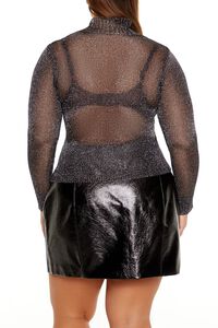 BLACK Plus Size Sheer Turtleneck Sweater, image 5