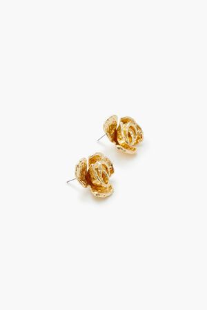 GOLD Hammered Flower Stud Earrings, image 2