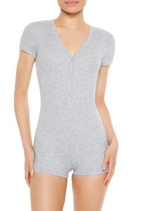 HEATHER GREY Ribbed Knit Lounge Romper, image 2
