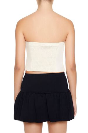 CREAM/BLACK Bow Cropped Tube Top, image 3