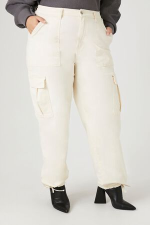 IVORY Plus Size Drawstring-Hem Cargo Pants, image 2