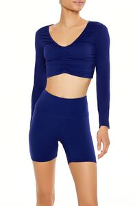 NAVY Active Ruched V-Neck Crop Top, image 1
