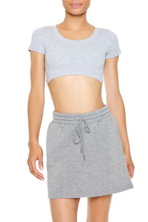 HEATHER GREY Active Seamless Cropped Tee, image 1