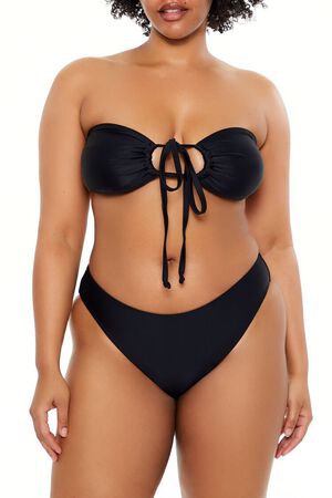 BLACK Plus Size Cheeky Bikini Bottoms, image 3