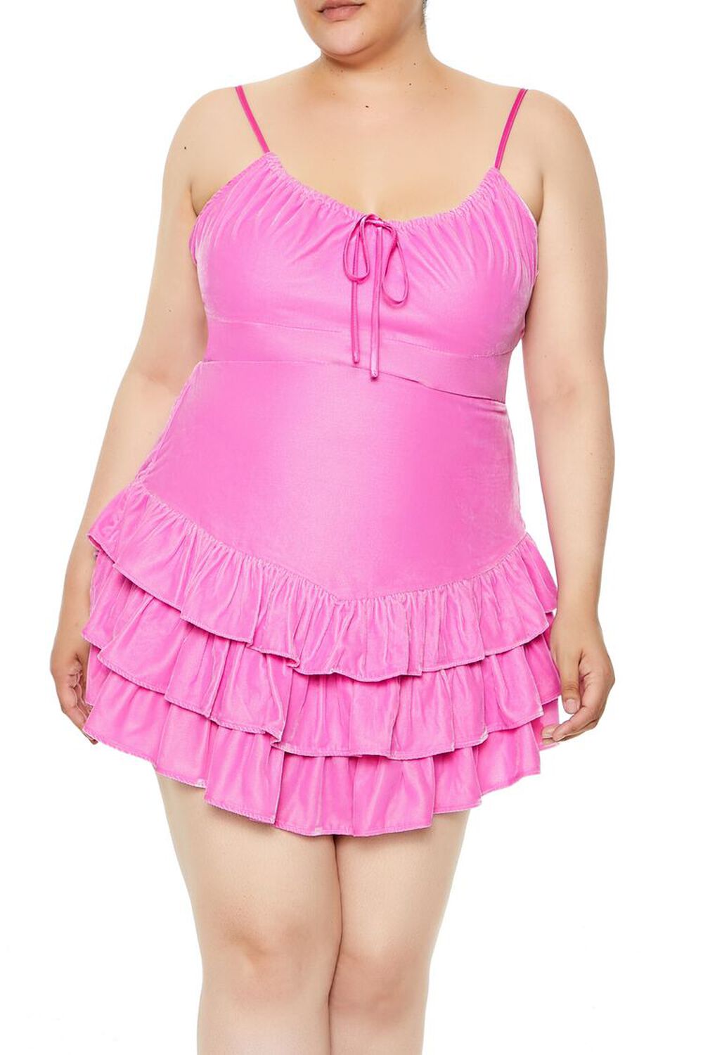 AZALEA Plus Size Tiered Velvet Mini Dress, image 2