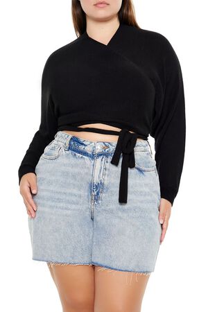 BLACK Plus Size Sweater-Knit Wrap Top, image 1