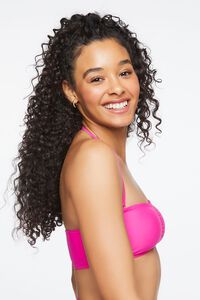 SHOCKING PINK Ruched Bandeau Bikini Top, image 2