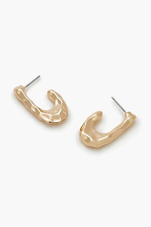 GOLD Hammered Geo Drop Earrings, image 2