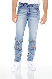 MEDIUM DENIM Grommet Cutout Slim-Fit Jeans, image 4