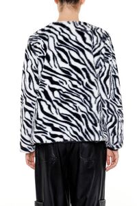 BLACK/WHITE Zebra Print Faux Fur Coat, image 5