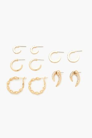 GOLD Rhinestone Hoop Earring Set, image 1