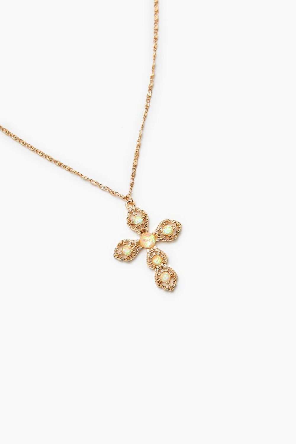 GOLD/MULTI Iridescent Cross Pendant Necklace, image 2