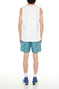 TEAL BLUE/MULTI Palm Tree Swim Trunks, image 4