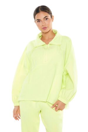 PALE GREEN Active Half-Zip Fleece Pullover, image 1