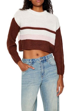 GREEN/MULTI Colorblock Cropped Sweater, image 1