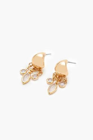 GOLD/CLEAR Faux Gem Charm Hoop Earrings, image 2