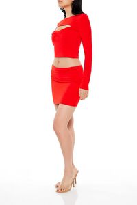 FIERY RED Cutout Crop Top & Mini Skirt Set, image 3