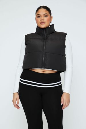 EGRET Plus Size Cropped Puffer Vest, image 1