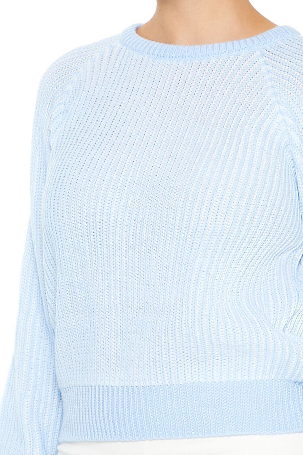 LIGHT BLUE/WHITE Striped Ribbed Knit Sweater, image 3