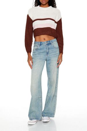 GREEN/MULTI Colorblock Cropped Sweater, image 2