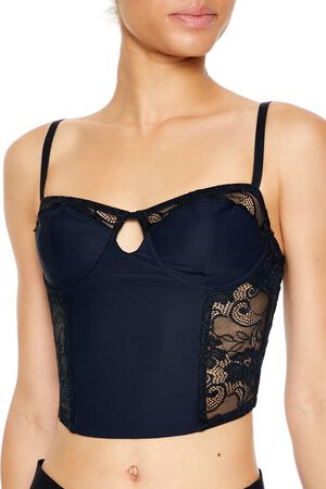 BLACK Sheer Lace Underwire Corset Bra, image 2