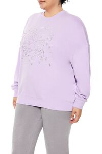 LAVENDER/MULTI Plus Size Beaded Leo Pullover, image 4