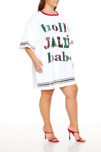 WHITE/MULTI Plus Size Sequin Jolly Babe T-Shirt Dress, image 3