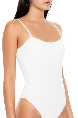 WHITE Pointelle Bow Cami Bodysuit, image 3