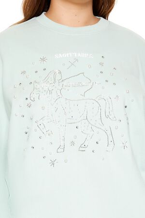 SEAFOAM/MULTI Plus Size Beaded Sagittarius Pullover, image 3