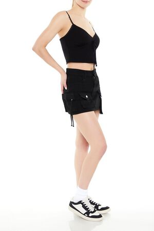 JET BLACK Twill Cargo Mini Skirt, image 2