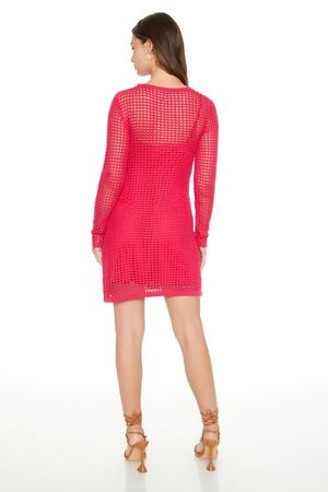 HOT PINK Crochet Flower Combo Dress, image 3