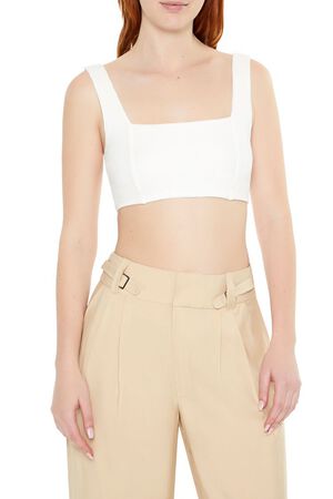 WHITE Sleeveless Crop Top, image 1
