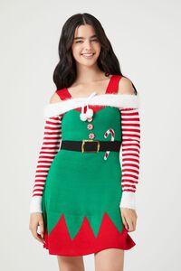 GREEN/MULTI Peppermint Elf Mini Dress, image 1