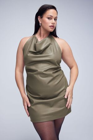 ASH BROWN Plus Size Cowl Halter Mini Dress, image 1