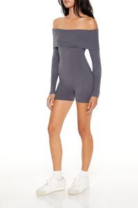GREY Sweater-Knit Off-the-Shoulder Romper, image 3