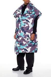 BLACK/MULTI Camo Print Longline Puffer Vest, image 4