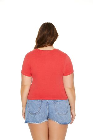 RED/MULTI Plus Size Ironically Hot Baby Tee, image 3