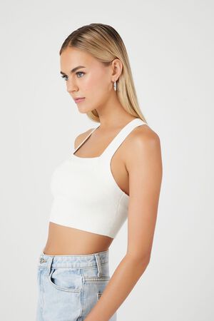 WHITE Sweater-Knit Crisscross Tank Top, image 2