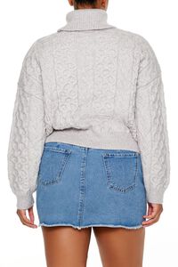 LIGHT GREY Plus Size Cable Knit Turtleneck Sweater, image 5