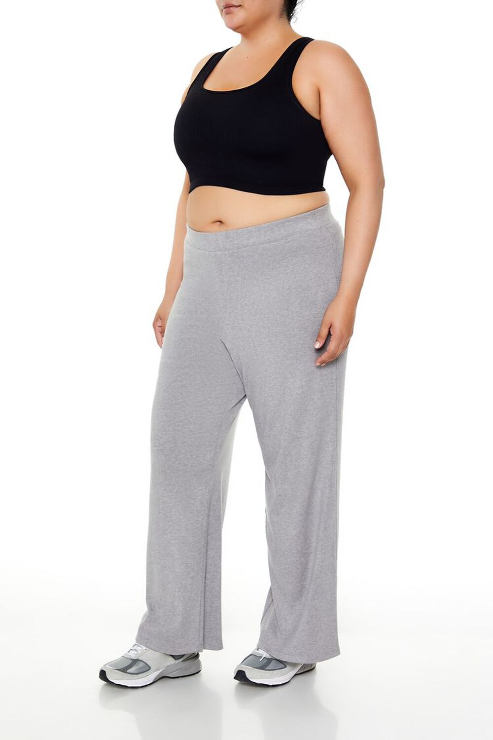 HEATHER GREY Plus Size High-Rise Wide-Leg Pants, image 3