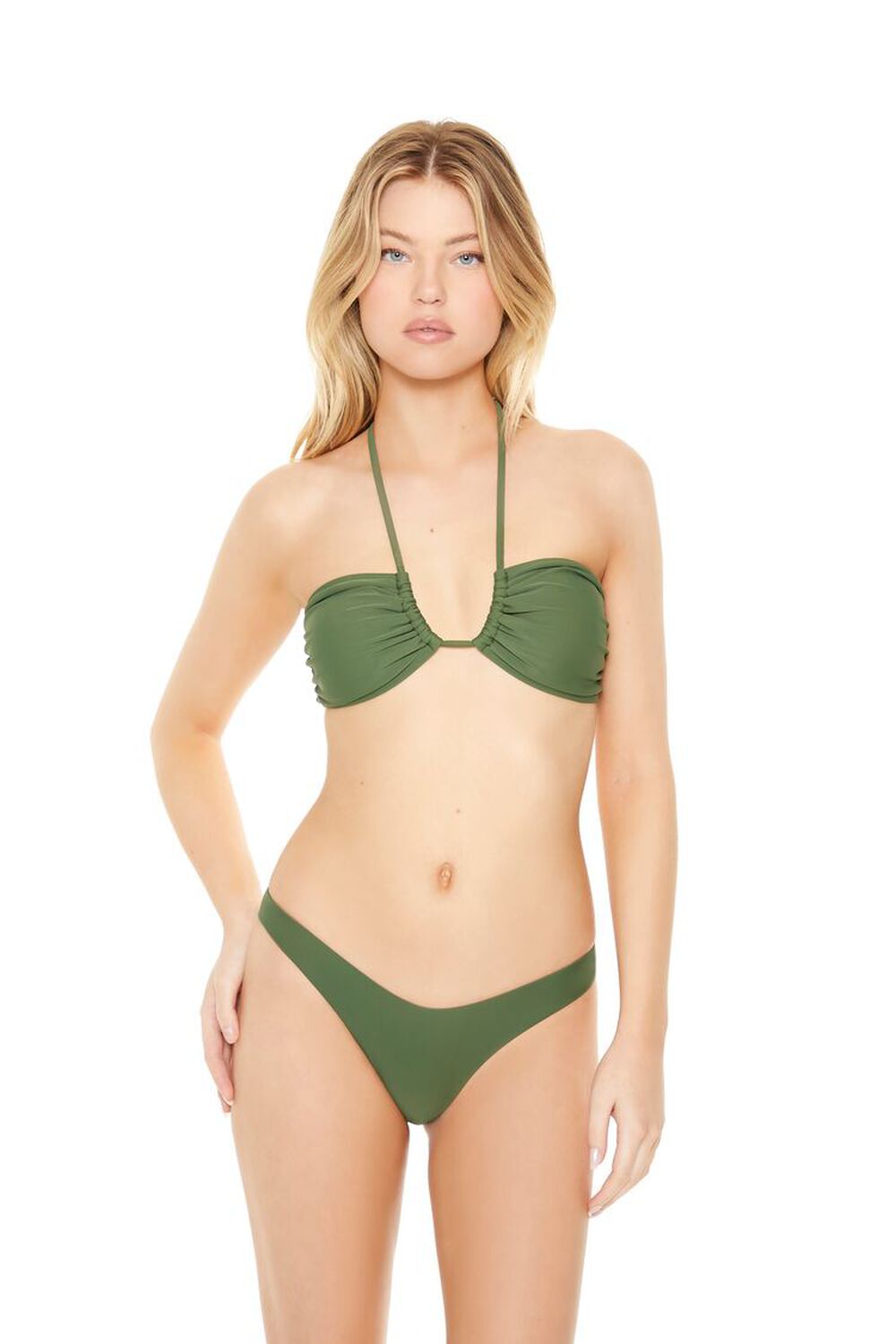 HUNTER GREEN High-Leg Bikini Bottoms, image 1